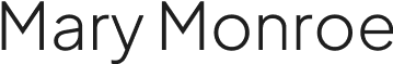 Mary Monroe text in black font.