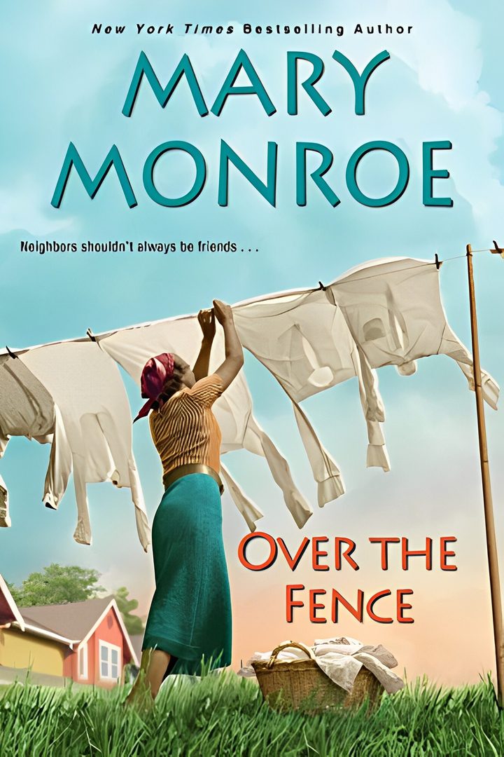 Woman hanging laundry outdoors, book cover.
