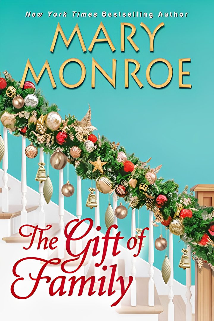 Festive garland on stairs, book cover design.