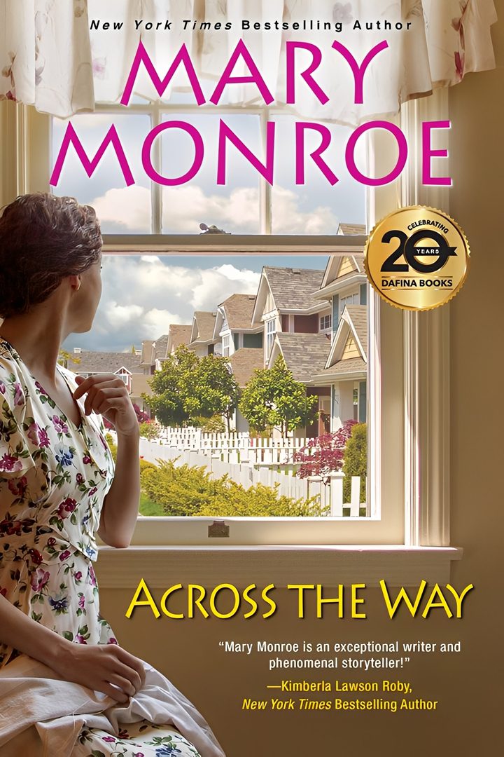 Woman gazing out window, "Across the Way".