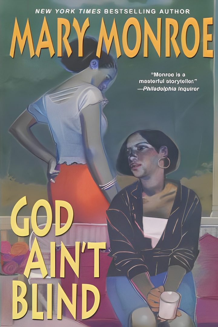 Two women on book cover, "God Ain't Blind".